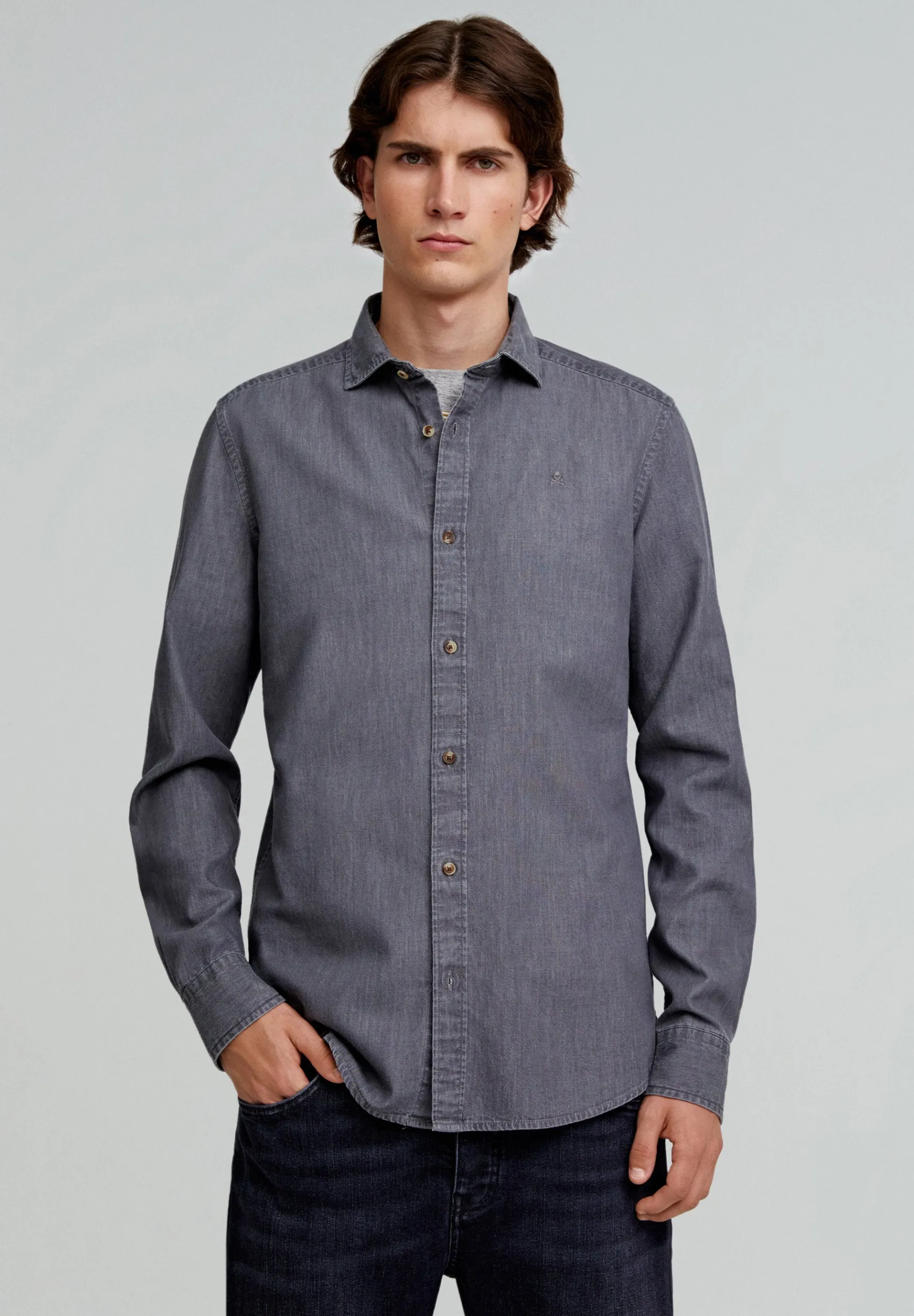 Scalpers Shirts | CONTRAST DENIM OXFORD SHIRT