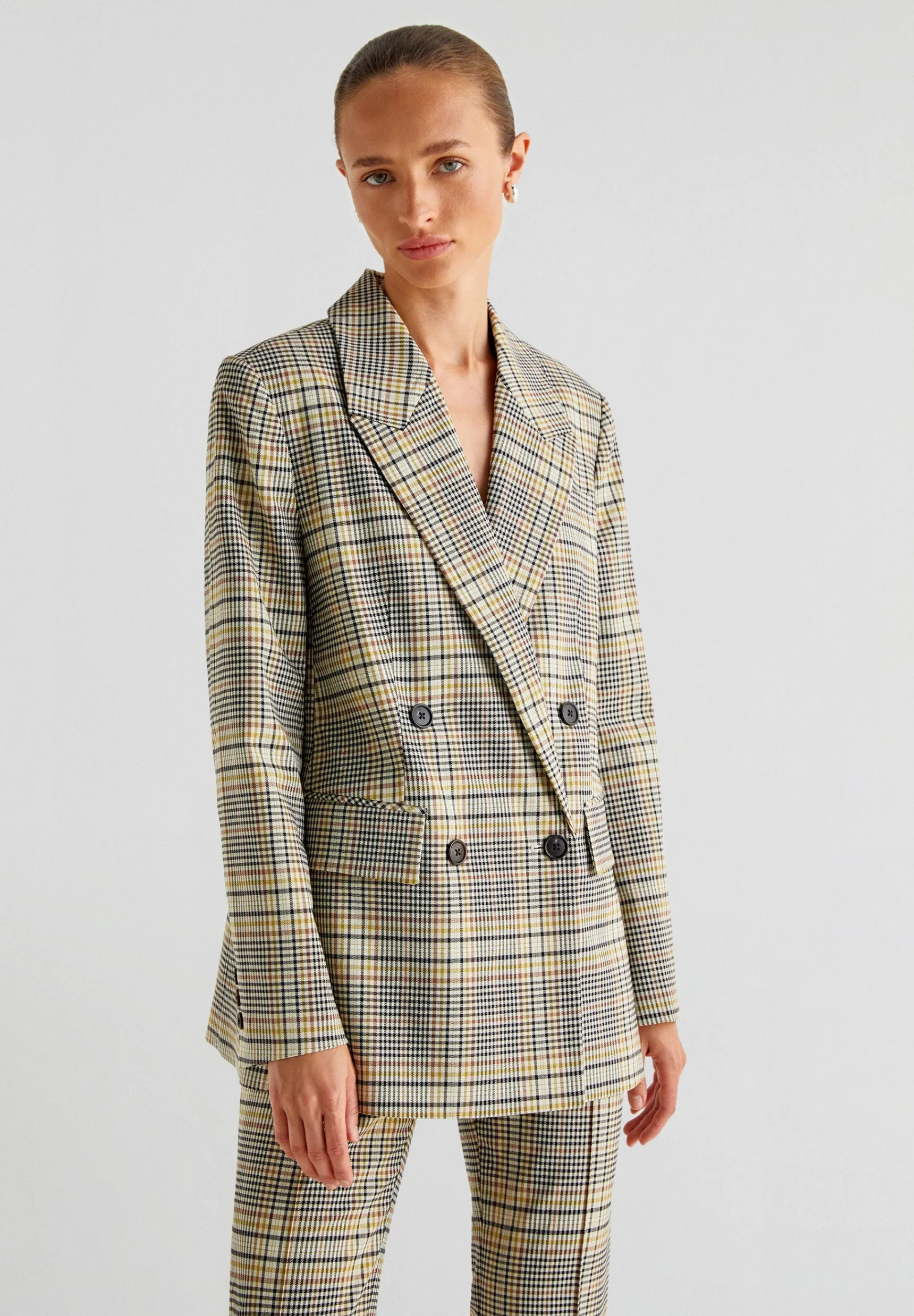 Scalpers Total Look | Blazers & Vests | DOUBLE-BREASTED BLAZER WITH CHECK PRINT