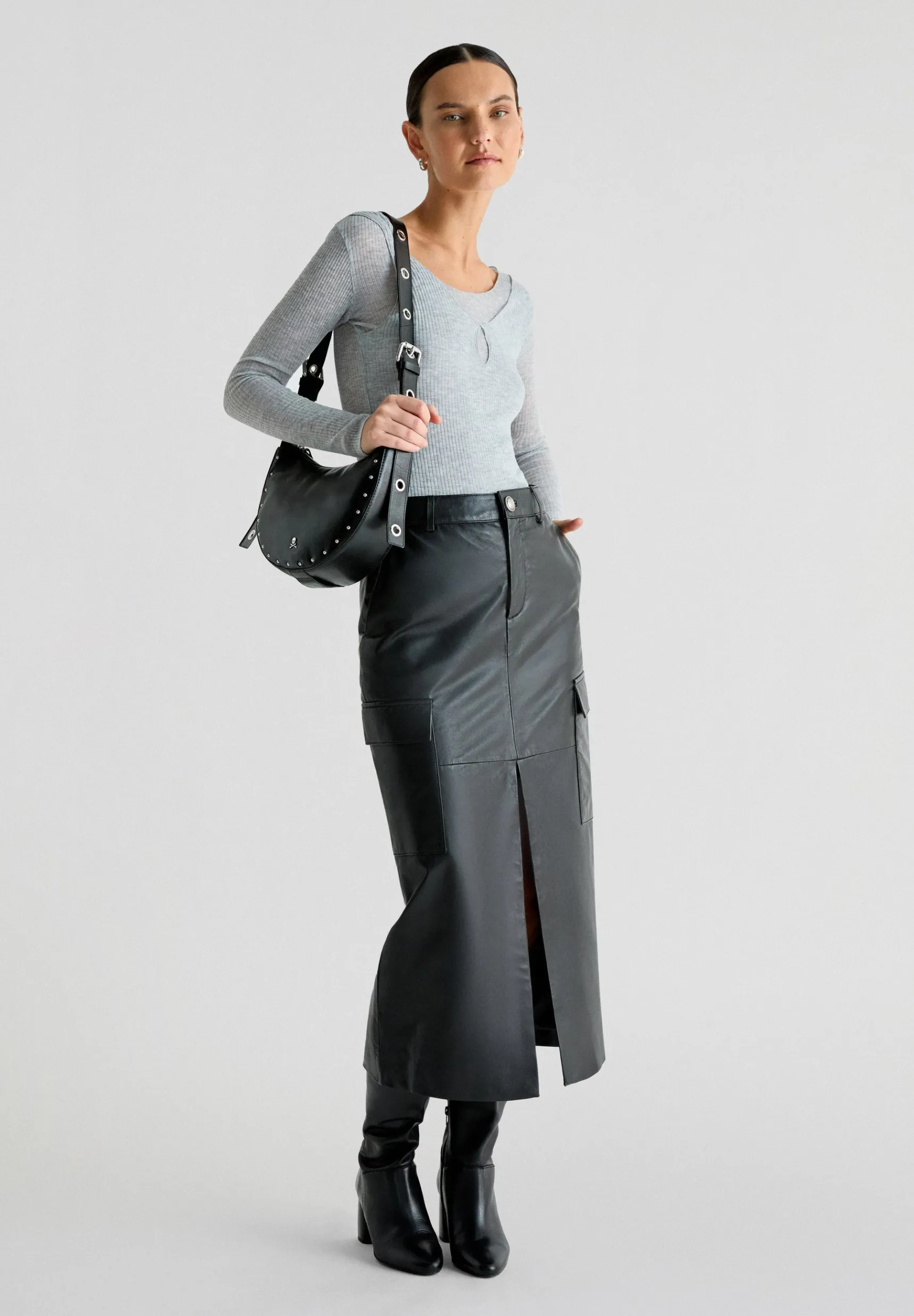 Scalpers Skirts | LEATHER CARGO MIDI SKIRT