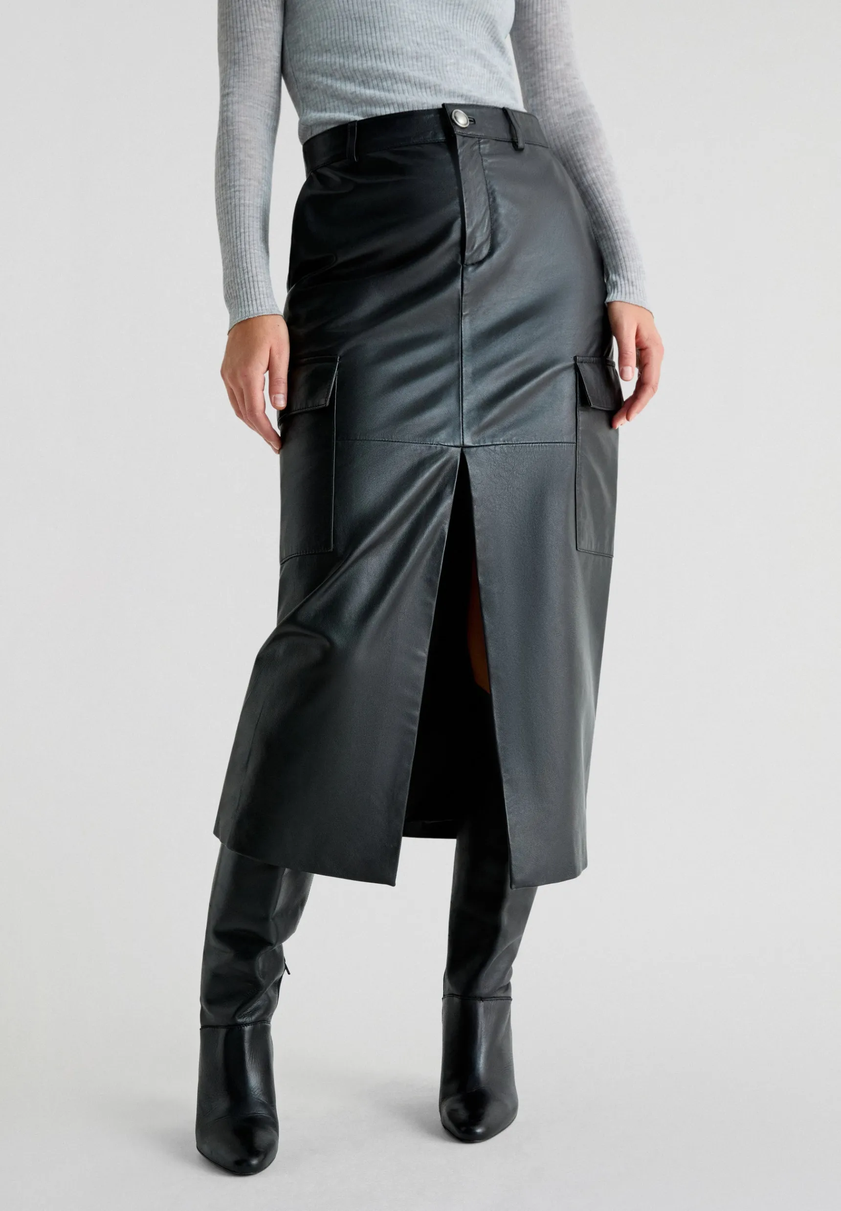 Scalpers Skirts | LEATHER CARGO MIDI SKIRT