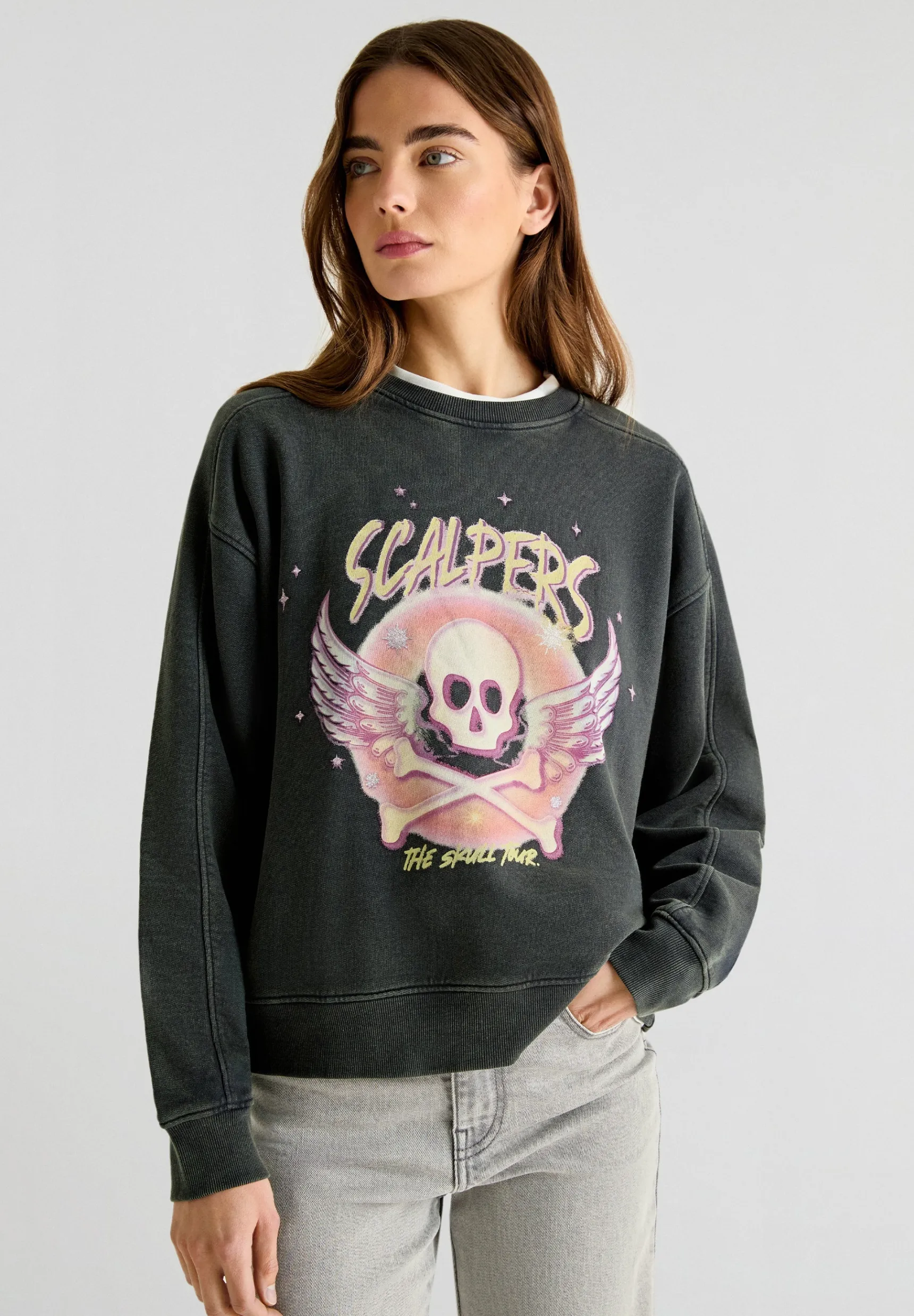 Scalpers Sweatshirts | SPRAY SKULL SWEATER