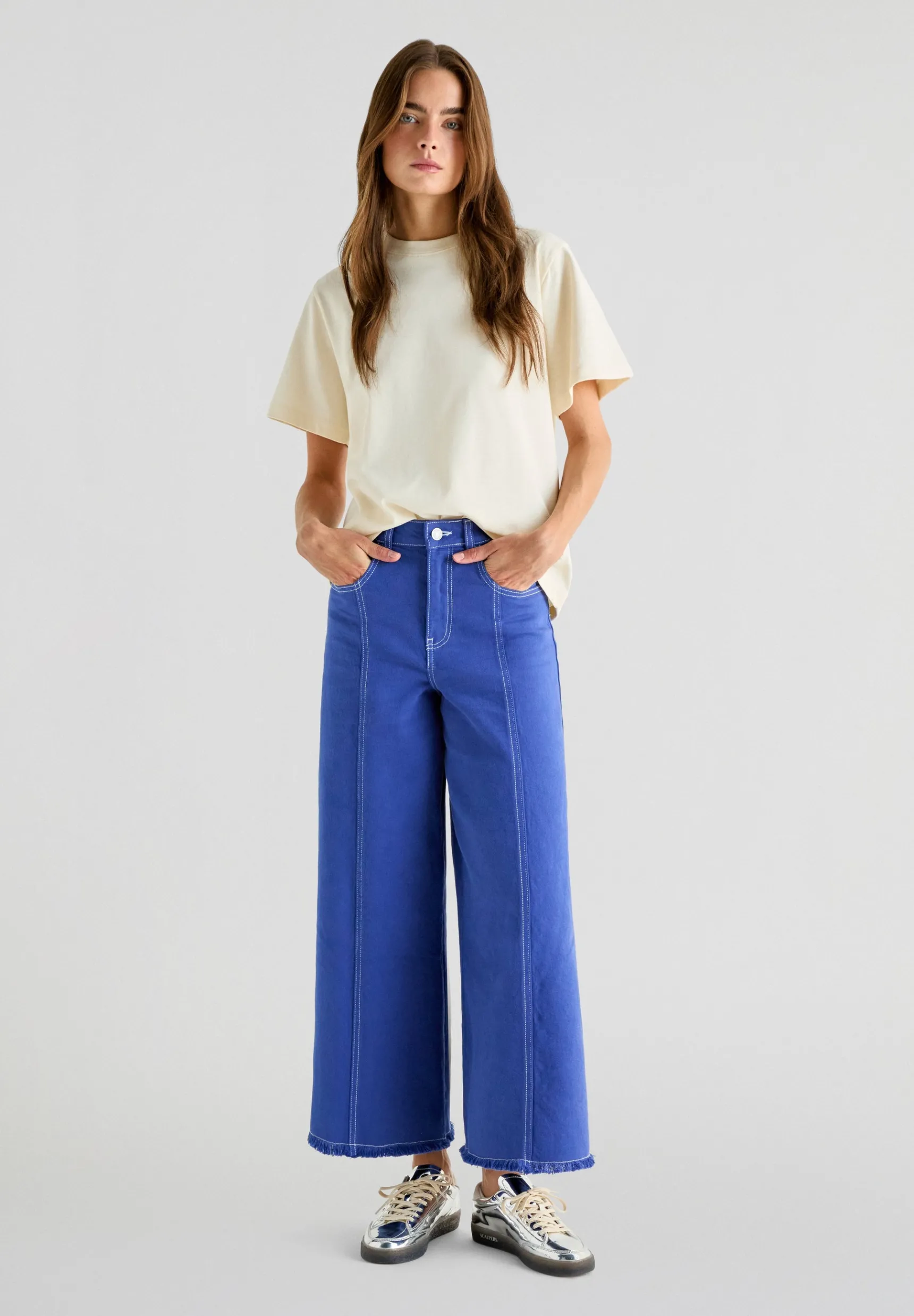 Scalpers Jeans | STITCHING CULOTTE DENIM PANT