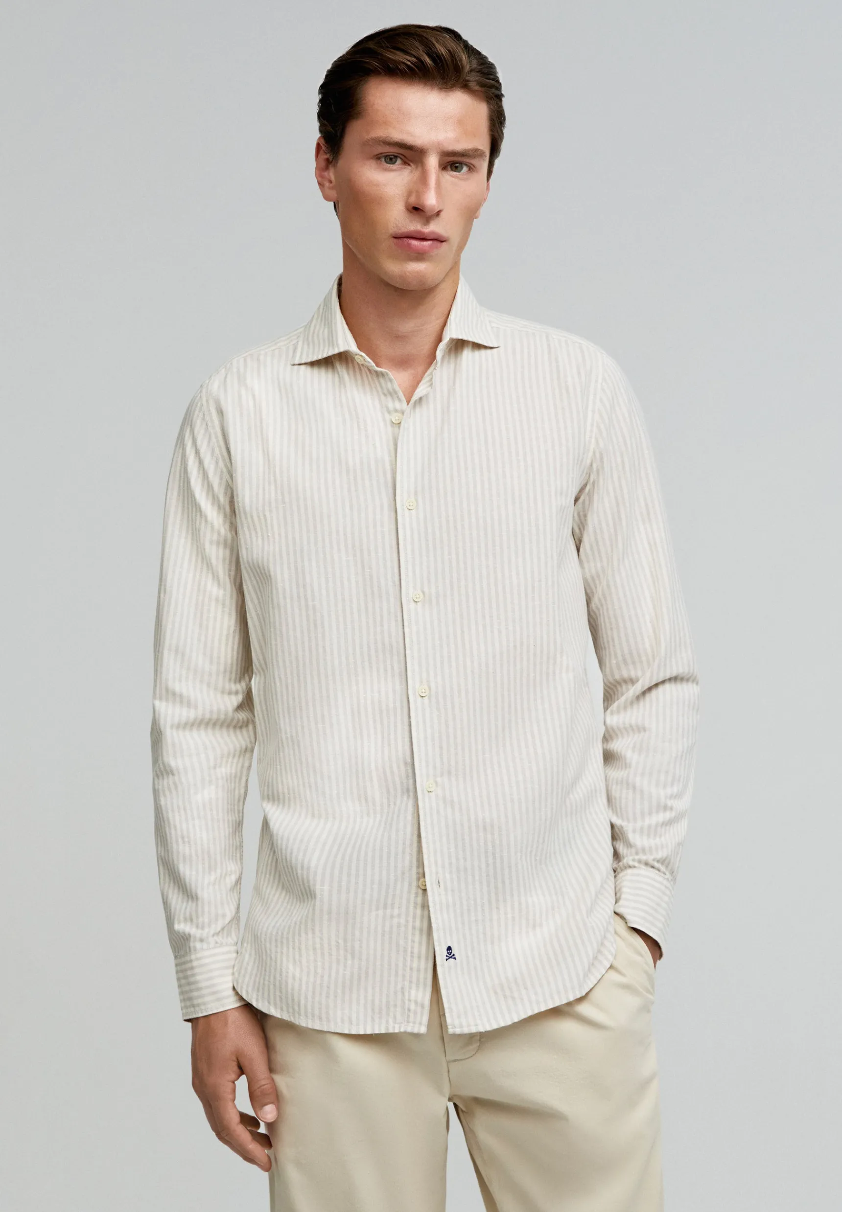 Scalpers Shirts | STRIPED SHIRT WITH SKULL AND PLACKET