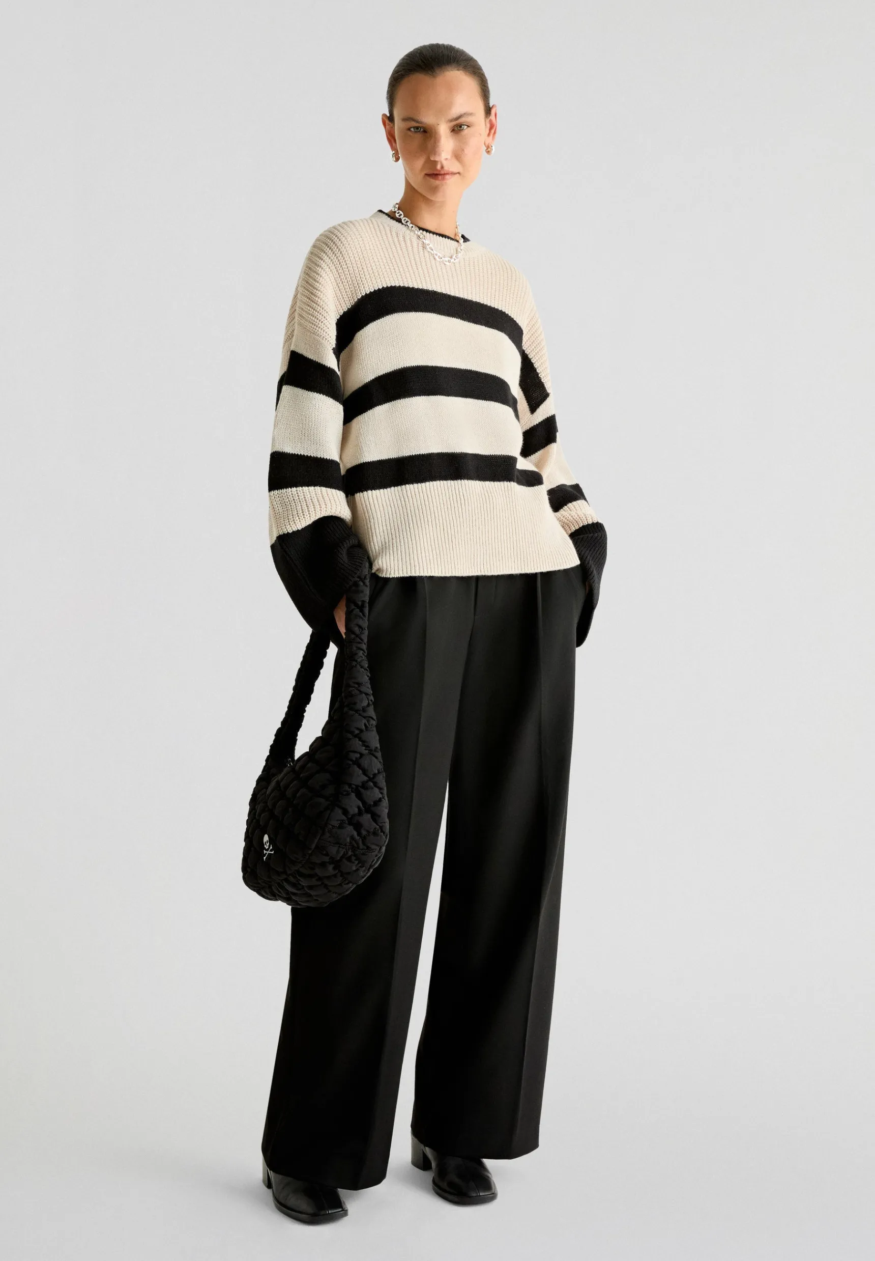 Scalpers Sweaters & Cardigans | STRIPED SWEATER WITH FLARED SLEEVES