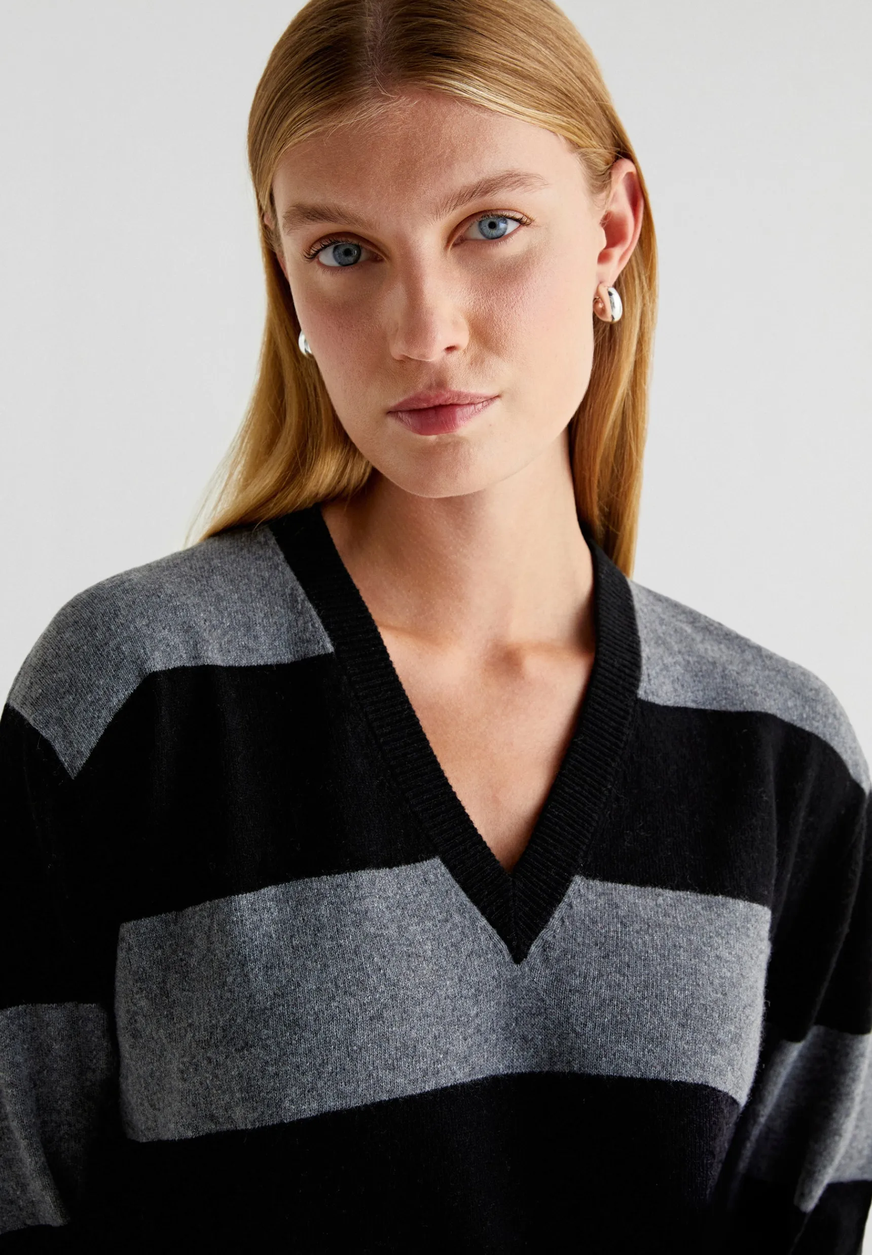 Scalpers Sweaters & Cardigans | STRIPED SWEATER WITH POCKETS AND V-NECK